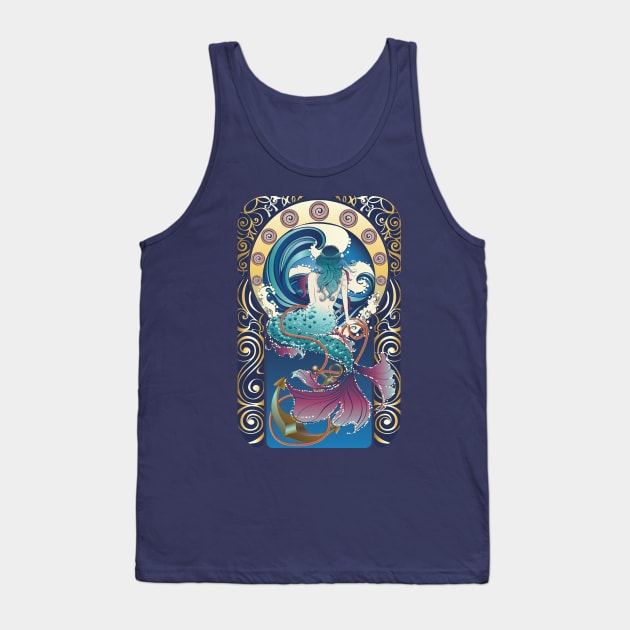 Blue Mermaid art nouveau Tank Top by AnnArtshock